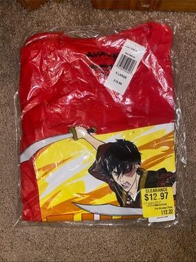 Kids Red Graphic Anime-Print Long Sleeve Shirt